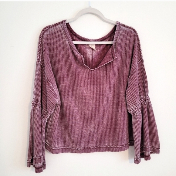 We The Free by Free People purple burnout bell sleeves top size S - Picture 1 of 15